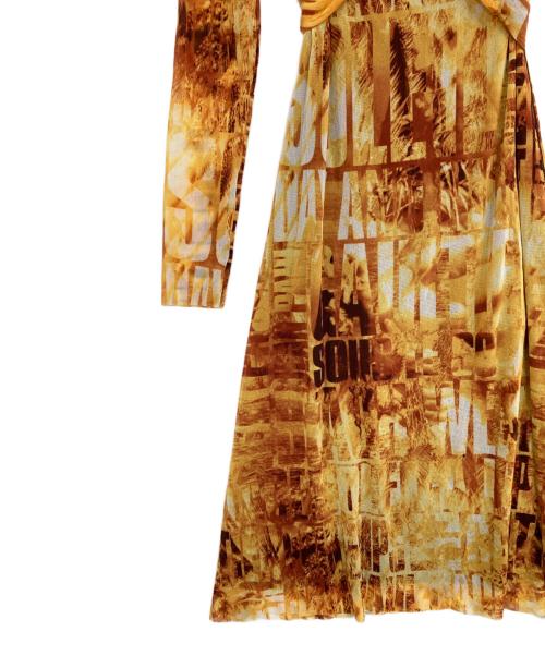 Jean Paul GAULTIER SOLEIL（ジャンポールゴルチェ ソレイユ）Jean Paul GAULTIER SOLEIL (ジャンポールゴルチェ ソレイユ) パワーネットプリントワンピース イエロー サイズ:Mの古着・服飾アイテム