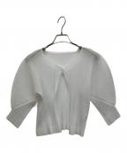 PLEATS PLEASEプリーツプリーズ）の古着「メッシュカーディガン」｜ホワイト