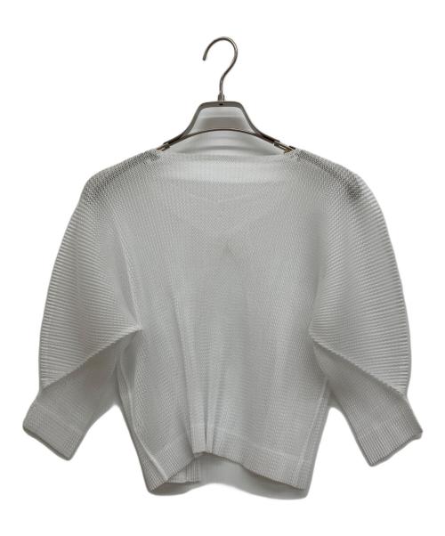 PLEATS PLEASE（プリーツプリーズ）PLEATS PLEASE (プリーツプリーズ) メッシュカーディガン ホワイト サイズ:3の古着・服飾アイテム