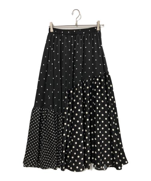 BEARDSLEY（ビアズリー）BEARDSLEY (ビアズリー) ドットパッチワークロングスカート ブラック サイズ:FREEの古着・服飾アイテム