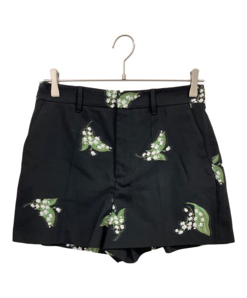 RED VALENTINO（レッドヴァレンティノ）RED VALENTINO (レッドヴァレンティノ) メイリリー モチーフ ギャバジン ジャカード ショートパンツ ブラック サイズ:40の古着・服飾アイテム