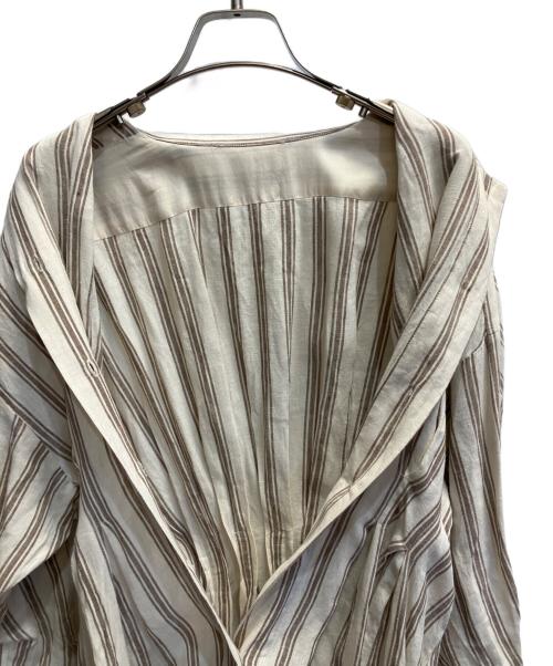 MaxMara（マックスマーラ）MaxMara (マックスマーラ) ストライプシャツワンピース アイボリー サイズ:40の古着・服飾アイテム