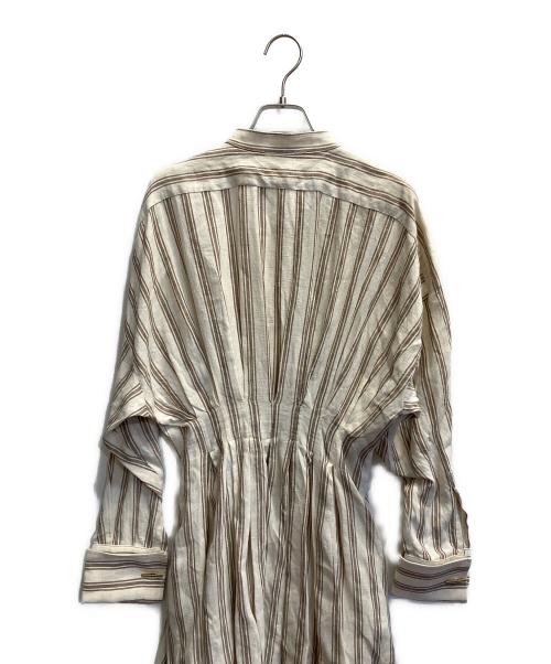 MaxMara（マックスマーラ）MaxMara (マックスマーラ) ストライプシャツワンピース アイボリー サイズ:40の古着・服飾アイテム