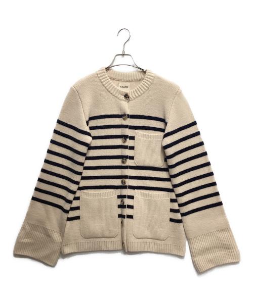 KHAITE（ケイト）KHAITE (ケイト) ボーダーニットカーディガン ベージュ サイズ:Mの古着・服飾アイテム
