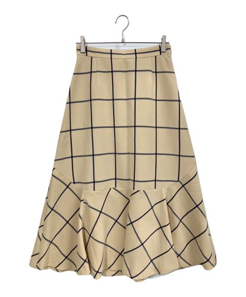 ADORE（アドーア）ADORE (アドーア) ジャガードビッグウィンドーペンスカートロングフレアスカート ベージュ サイズ:38の古着・服飾アイテム