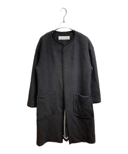 PLAIN PEOPLE（プレインピープル）PLAIN PEOPLE (プレインピープル) ノーカラーパイピングロングコート ブラック サイズ:2の古着・服飾アイテム