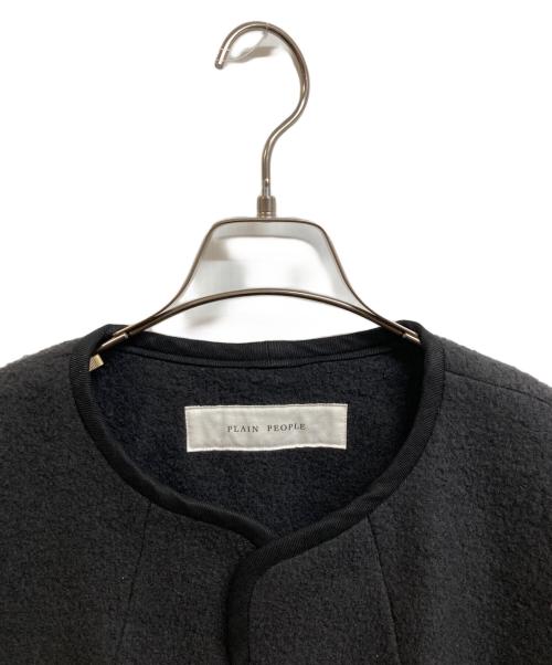 PLAIN PEOPLE（プレインピープル）PLAIN PEOPLE (プレインピープル) ノーカラーパイピングロングコート ブラック サイズ:2の古着・服飾アイテム