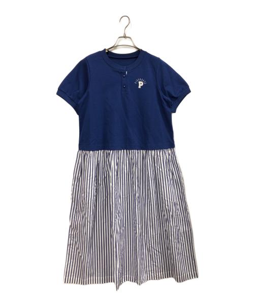 PINK HOUSE（ピンクハウス）PINK HOUSE (ピンクハウス) ロンドンストライプ使いコンビワンピース ネイビー サイズ:-の古着・服飾アイテム