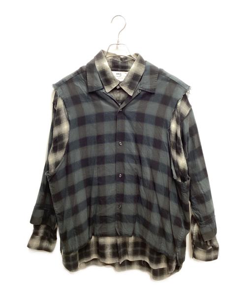 amok（アモク）amok (アモク) LAYERED SHIRT グレー サイズ:Lの古着・服飾アイテム