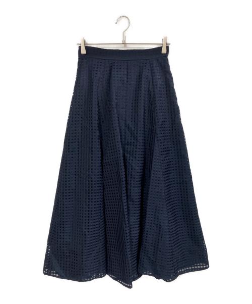 La TOTALITE（ラ ト―タリテ）La TOTALITE (ラ ト―タリテ) シアーチェックフレアスカート ネイビー サイズ:36の古着・服飾アイテム
