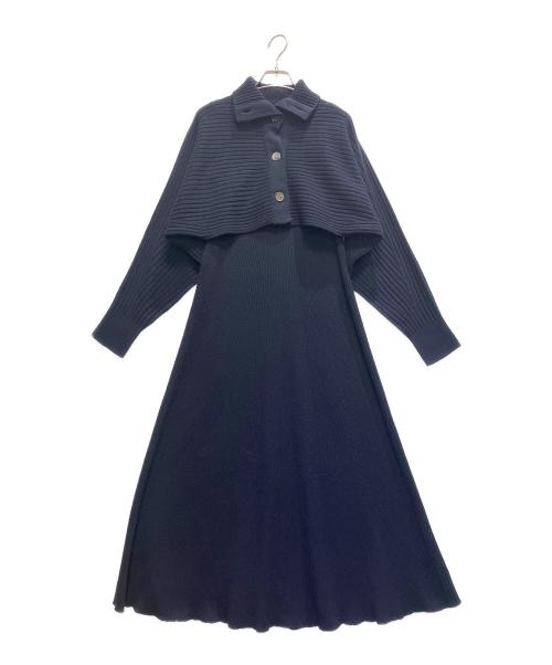 CASA FLINE（カーサフライン）CASA FLINE (カーサフライン) ハイネックバックボタンドレス ネイビー サイズ:FREEの古着・服飾アイテム