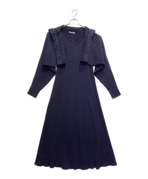CASA FLINE（カーサフライン）CASA FLINE (カーサフライン) ハイネックバックボタンドレス ネイビー サイズ:FREEの古着・服飾アイテム