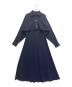 CASA FLINE（カーサフライン）の古着「ハイネックバックボタンドレス」｜ネイビー