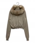 FOXEYフォクシー）の古着「FOXファー付ニットパーカー」｜ベージュ