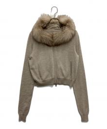 FOXEY（フォクシー）の古着「FOXファー付ニットパーカー」｜ベージュ