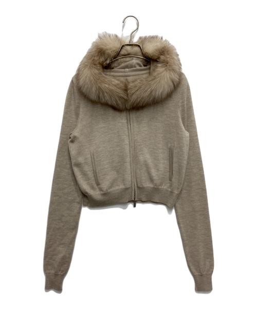 FOXEY（フォクシー）FOXEY (フォクシー) FOXファー付ニットパーカー ベージュ サイズ:38の古着・服飾アイテム