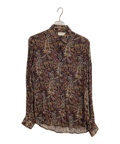 Saint Laurent Paris（サンローランパリ）Saint Laurent Paris (サンローランパリ) ペイズリー柄レーヨンシャツ ブラウン サイズ:38の古着・服飾アイテム
