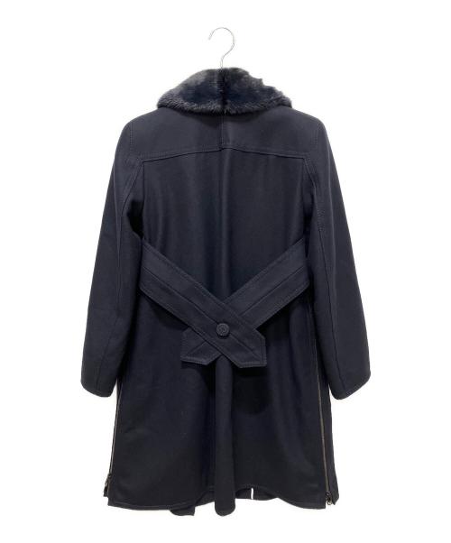 FENDI（フェンディ）FENDI (フェンディ) ミンクファー付サイドプリーツダブルコート　FF8570 ネイビー サイズ:40の古着・服飾アイテム