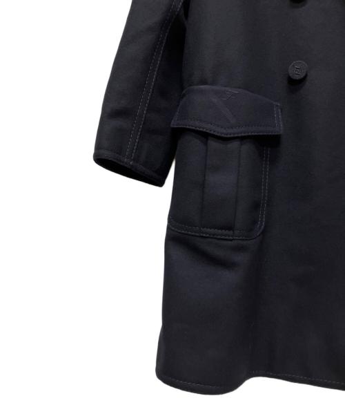 FENDI（フェンディ）FENDI (フェンディ) ミンクファー付サイドプリーツダブルコート　FF8570 ネイビー サイズ:40の古着・服飾アイテム