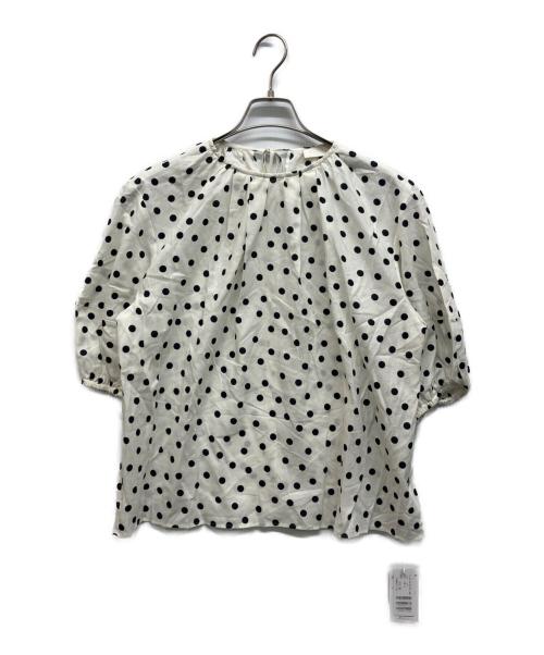 BALLSEY（ボールジィ）BALLSEY (ボールジィ) ドットプリント ランタンスリーブブラウス ホワイト サイズ:36 未使用品の古着・服飾アイテム