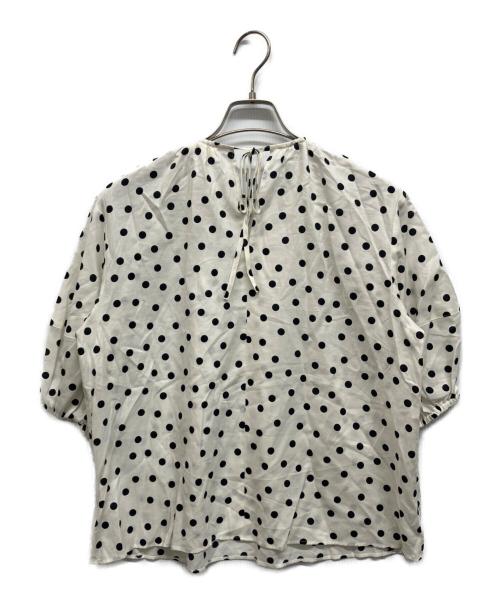 BALLSEY（ボールジィ）BALLSEY (ボールジィ) ドットプリント ランタンスリーブブラウス ホワイト サイズ:36 未使用品の古着・服飾アイテム