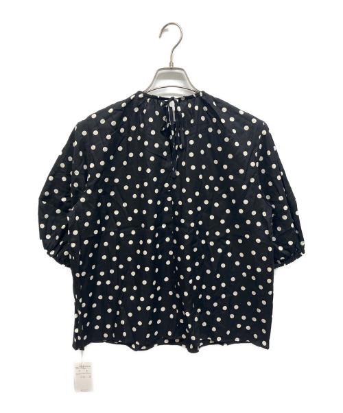 BALLSEY（ボールジィ）BALLSEY (ボールジィ) ドットプリント ランタンスリーブブラウス ブラック サイズ:36 未使用品の古着・服飾アイテム