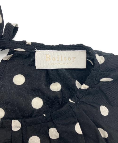 BALLSEY（ボールジィ）BALLSEY (ボールジィ) ドットプリント ランタンスリーブブラウス ブラック サイズ:36 未使用品の古着・服飾アイテム