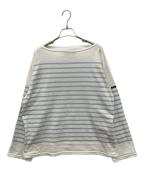 OUTILウティ）の古着「バスクシャツ ボーダーロングスリーブカットソー　Tシャツ」｜ライトブルー