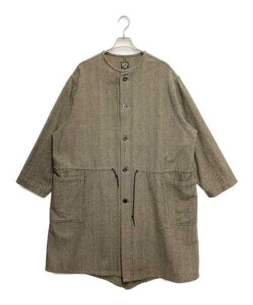 orSlow（オアスロウ）orSlow (オアスロウ) ヘリンボーンノーカラーコート カーキ サイズ:2の古着・服飾アイテム