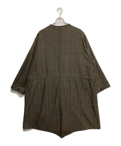 orSlow（オアスロウ）orSlow (オアスロウ) ヘリンボーンノーカラーコート カーキ サイズ:2の古着・服飾アイテム