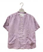 快晴堂カイセイドウ）の古着「スプリングリネン Girl'sスタンドシャツ」｜パープル