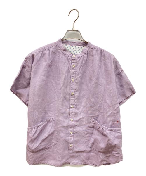 快晴堂（カイセイドウ）快晴堂 (カイセイドウ) スプリングリネン Girl'sスタンドシャツ パープル サイズ:2の古着・服飾アイテム