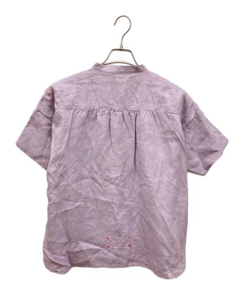 快晴堂（カイセイドウ）快晴堂 (カイセイドウ) スプリングリネン Girl'sスタンドシャツ パープル サイズ:2の古着・服飾アイテム