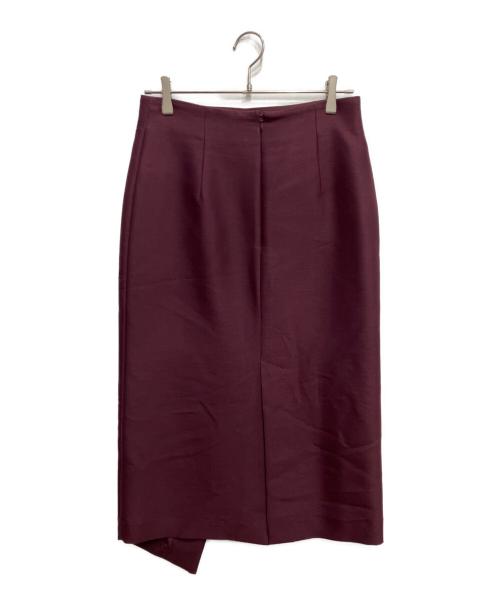 STRASBURGO（ストラスブルゴ）STRASBURGO (ストラスブルゴ) ウールシルク ラップ風タイトスカート パープル サイズ:38の古着・服飾アイテム