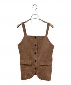 GRACE CONTINENTAL（グレースコンチネンタル）の古着「クラッシュサテンキャミトップ」｜ブラウン