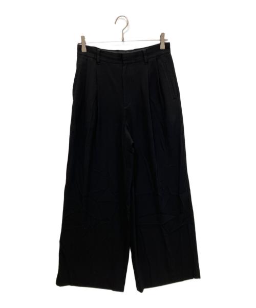 Spick and Span（スピック＆スパン）Spick and Span (スピック＆スパン) シルキードレープ2タックワイドパンツ ブラック サイズ:38の古着・服飾アイテム
