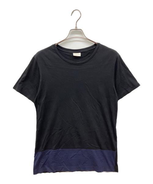 DRIES VAN NOTEN（ドリスヴァンノッテン）DRIES VAN NOTEN (ドリスヴァンノッテン) バイカラー切り替えTシャツ ブラック サイズ:Ｌの古着・服飾アイテム