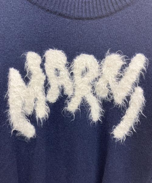 MARNI（マルニ）MARNI (マルニ) シェットランドウールナイロンクルーネックロゴニット ネイビー サイズ:50の古着・服飾アイテム