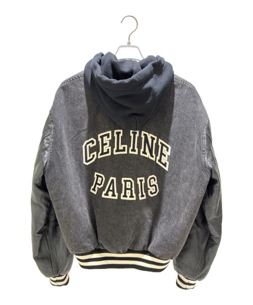 CELINE（セリーヌ）CELINE (セリーヌ) ルーズテディジャケット / チャコールウォッシュ デニム ブラック×チャコールグレー サイズ:XSの古着・服飾アイテム