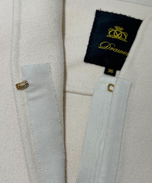 DRAWER（ドゥロワー）DRAWER (ドゥロワー) ウールビーバーケヌキスリットノーカラーコート アイボリー サイズ:36の古着・服飾アイテム