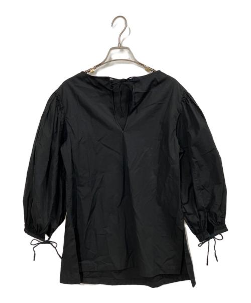 JIL SANDER（ジルサンダー）JIL SANDER (ジルサンダー) ギャザースリーブブラウス ブラック サイズ:32の古着・服飾アイテム