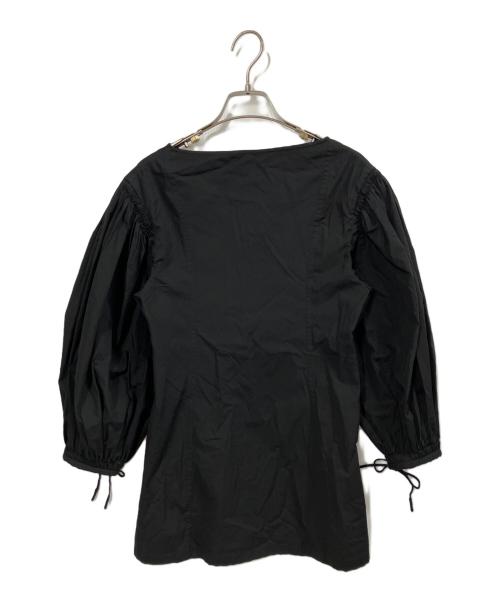 JIL SANDER（ジルサンダー）JIL SANDER (ジルサンダー) ギャザースリーブブラウス ブラック サイズ:32の古着・服飾アイテム