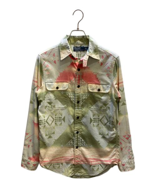 POLO RALPH LAUREN（ポロ・ラルフローレン）POLO RALPH LAUREN (ポロ・ラルフローレン) ネイティブ柄シャツ ブルー×グリーン サイズ:ＸＳの古着・服飾アイテム