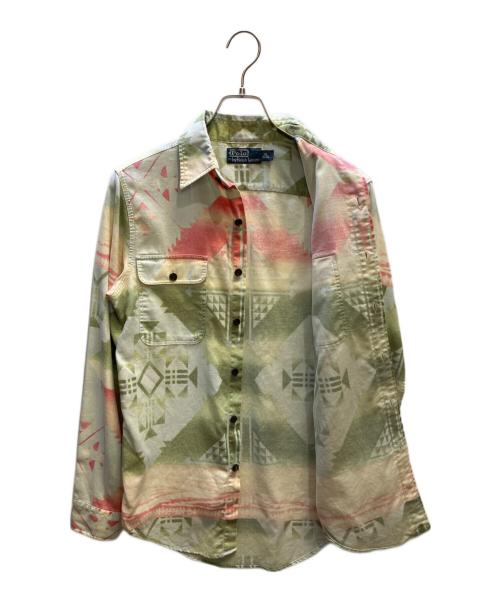 POLO RALPH LAUREN（ポロ・ラルフローレン）POLO RALPH LAUREN (ポロ・ラルフローレン) ネイティブ柄シャツ ブルー×グリーン サイズ:ＸＳの古着・服飾アイテム