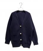 L'appartementアパルトモン）の古着「21AW Pearl botton V／N C／D カーディガン 21080560103230 ニットカーディガン」｜ネイビー