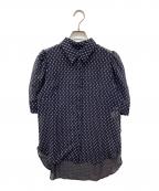 #Newansハッシュニュアンス）の古着「ドットデザインシアーシャツ」｜ネイビー