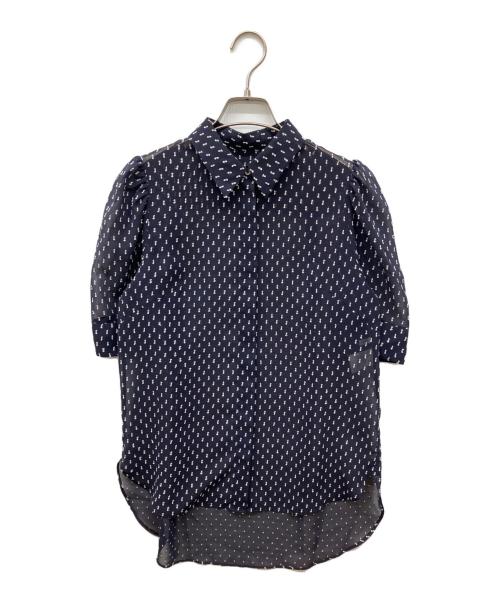 #Newans（ハッシュニュアンス）#Newans (ハッシュニュアンス) ドットデザインシアーシャツ ネイビー サイズ:不明の古着・服飾アイテム