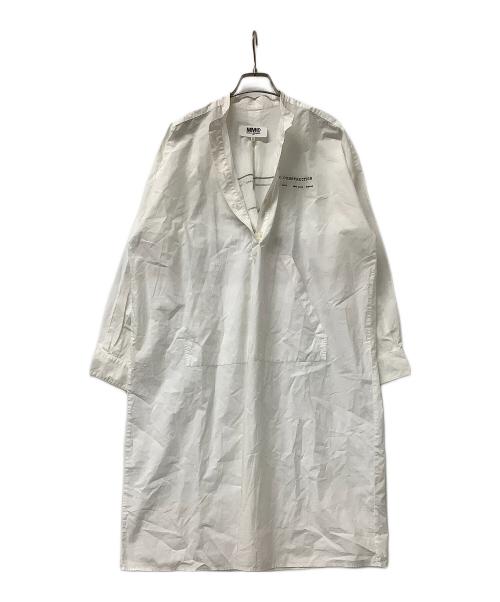 MM6 Maison Margiela（エムエムシックスメゾンマルジェラ）MM6 Maison Margiela (エムエムシックスメゾンマルジェラ) 長袖ワンピース バックロゴワンピース ホワイト サイズ:38の古着・服飾アイテム