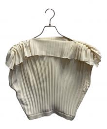 MM6 Maison Margiela（エムエムシックスメゾンマルジェラ）の古着「ボートネックプリーツトップス」｜アイボリー
