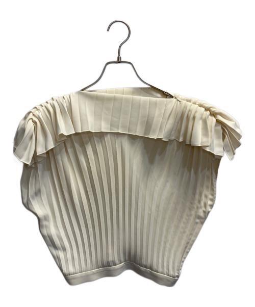 MM6 Maison Margiela（エムエムシックスメゾンマルジェラ）MM6 Maison Margiela (エムエムシックスメゾンマルジェラ) ボートネックプリーツトップス アイボリー サイズ:36の古着・服飾アイテム